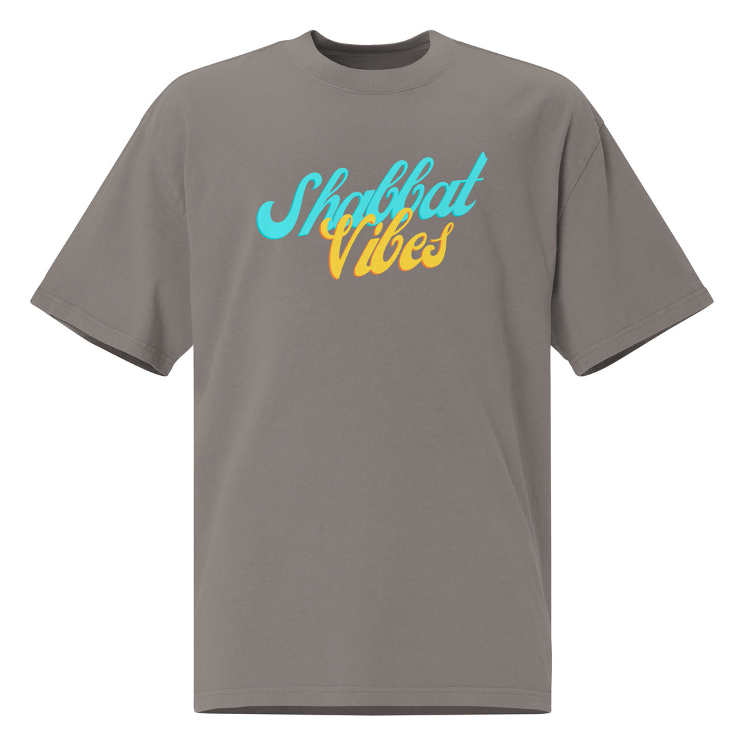 Shabbat Vibes Jewish pride faded t-shirt in Faded Grey - detail view