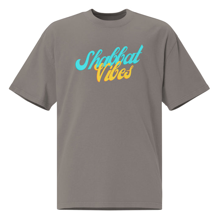 Shabbat Vibes Jewish pride faded t-shirt in Faded Grey - detail view