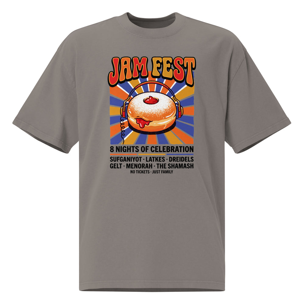 Jam Fest 8 Nights Jewish pride faded t-shirt in Faded Grey - back view