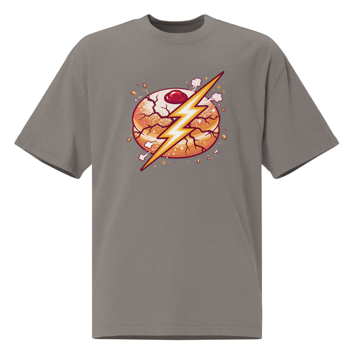 Sufganiyah Lightning Jewish pride faded t-shirt in Faded Grey - close-up