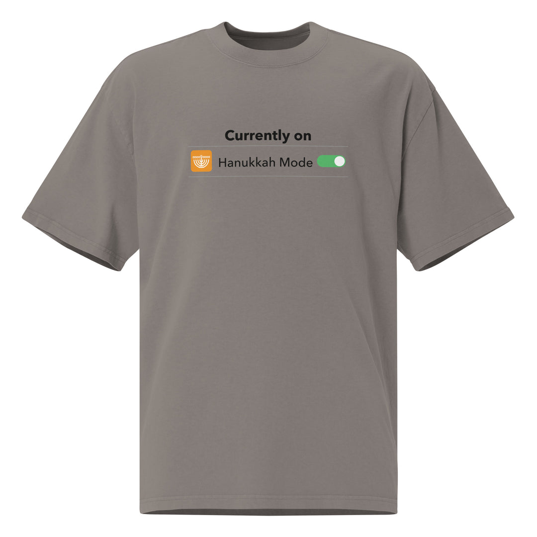 Hanukkah Mode Jewish pride faded t-shirt in Faded Grey - detail view