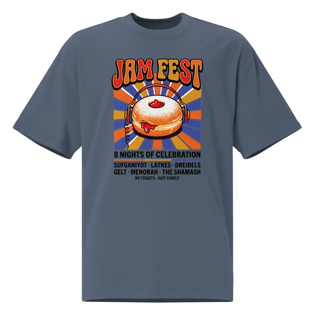 Jam Fest 8 Nights Jewish pride faded t-shirt in Faded Indigo - front view
