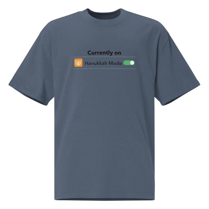 Hanukkah Mode Jewish pride faded t-shirt in Faded Indigo - back view