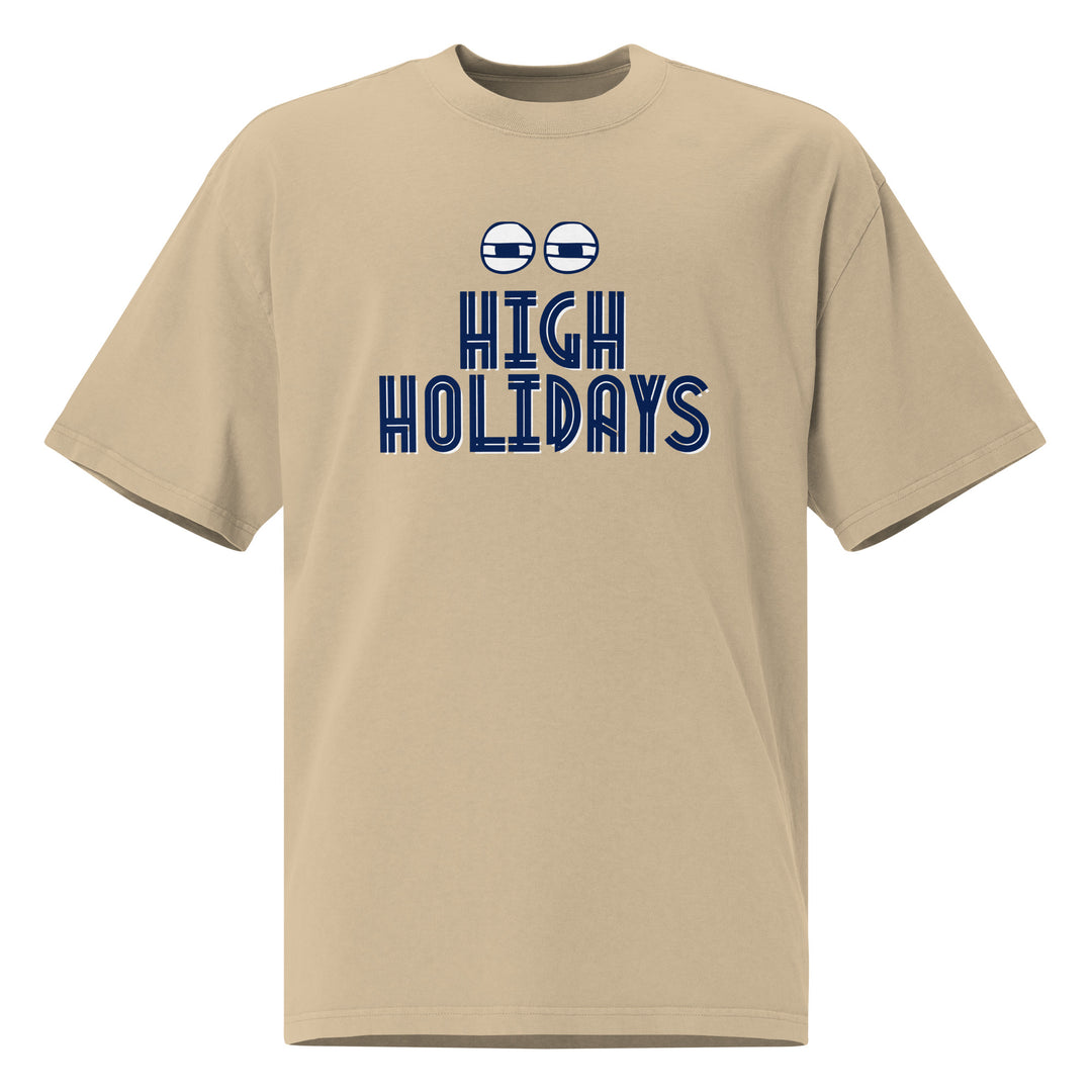High Holidays Jewish pride faded t-shirt in Faded Khaki - close-up