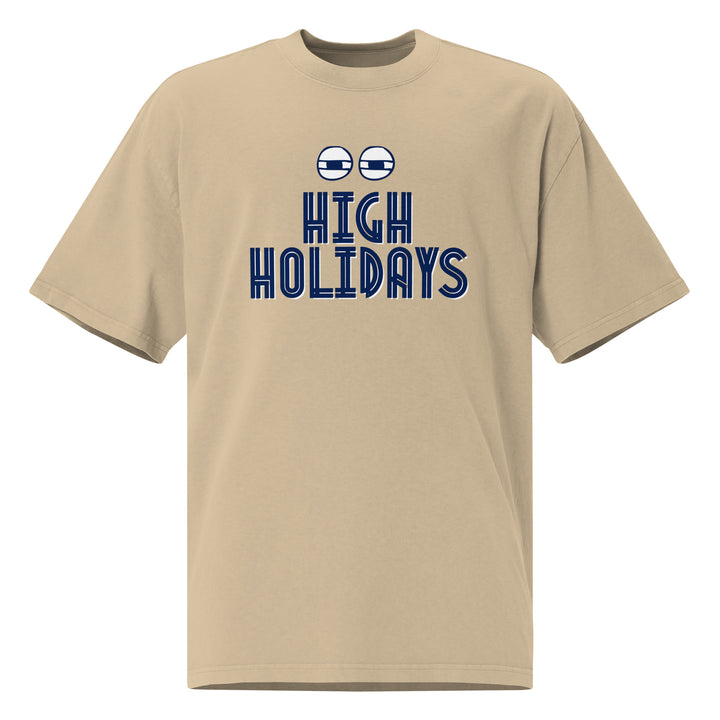High Holidays Jewish pride faded t-shirt in Faded Khaki - close-up