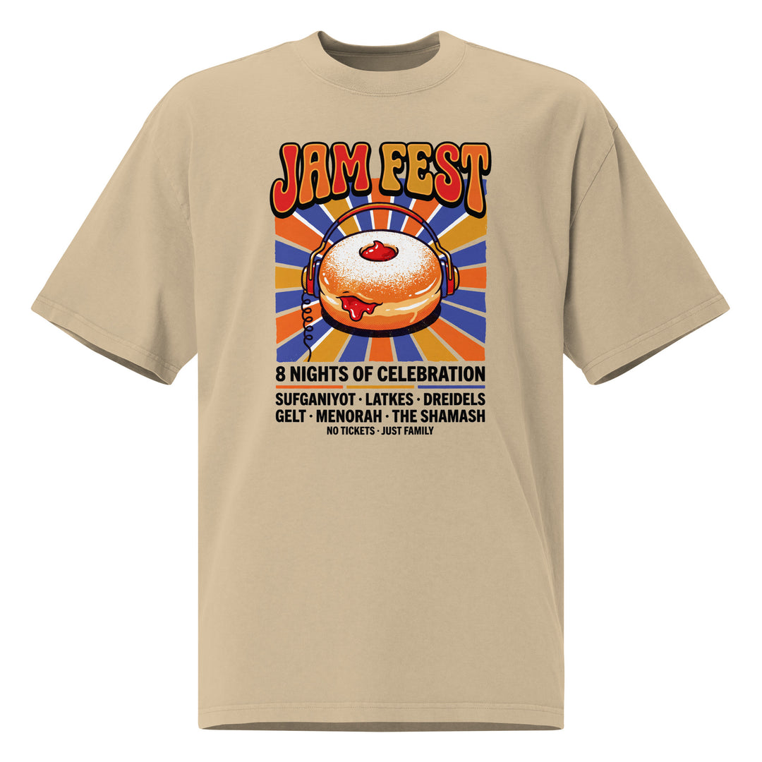 Jam Fest 8 Nights Jewish pride faded t-shirt in Faded Khaki - detail view