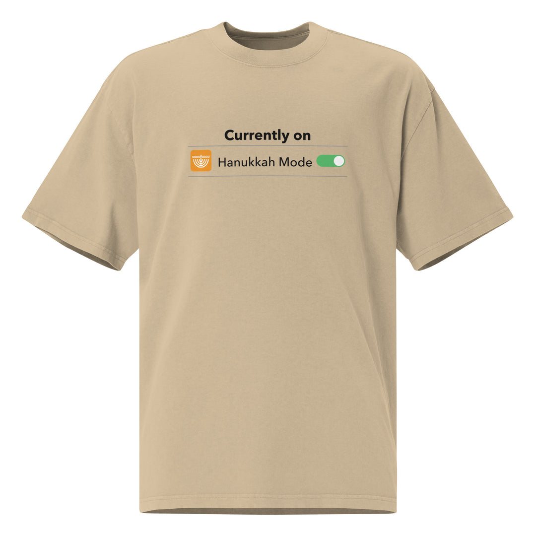 Hanukkah Mode Jewish pride faded t-shirt in Faded Khaki - close-up