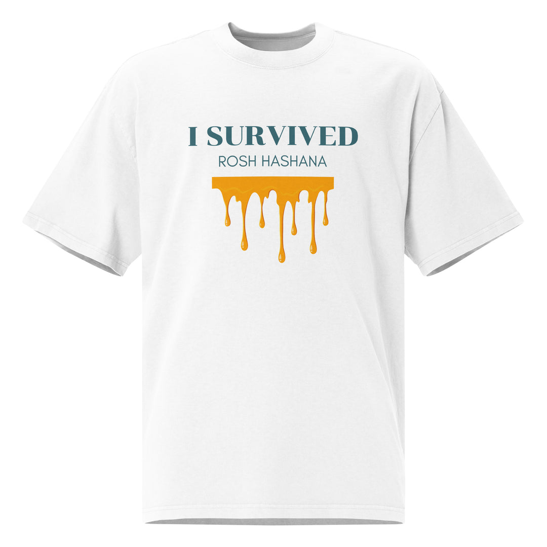 I Survived Rosh HaShana Jewish pride faded t-shirt in Faded White - front view