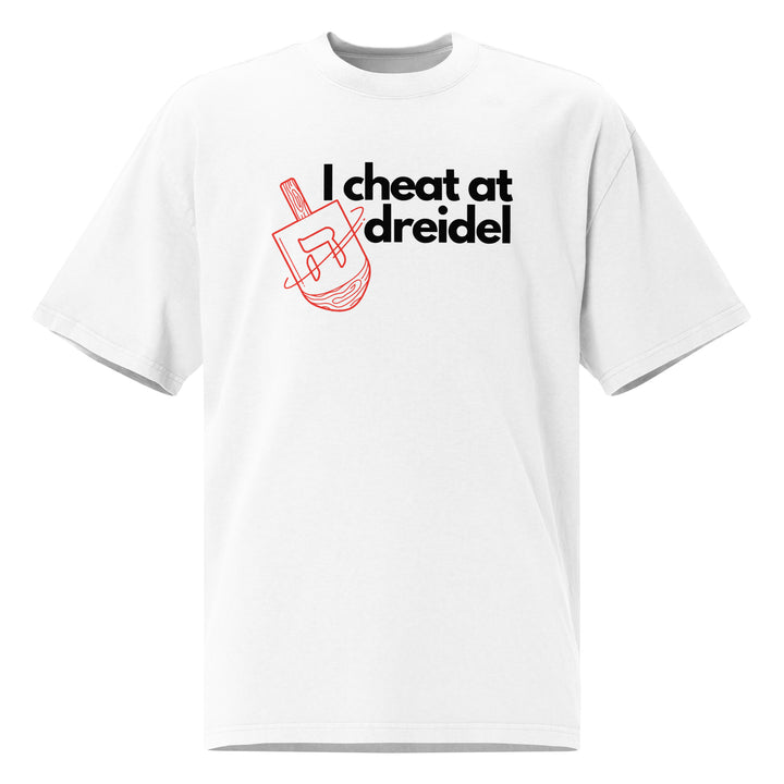 I Cheat At Dreidel Jewish pride faded t-shirt in Faded White - front view