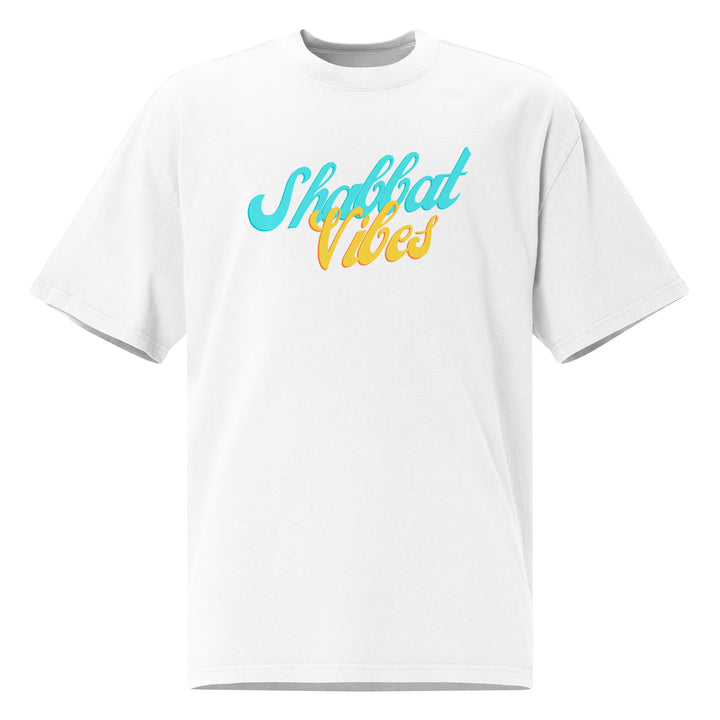 Shabbat Vibes Jewish pride faded t-shirt in Faded White - side view