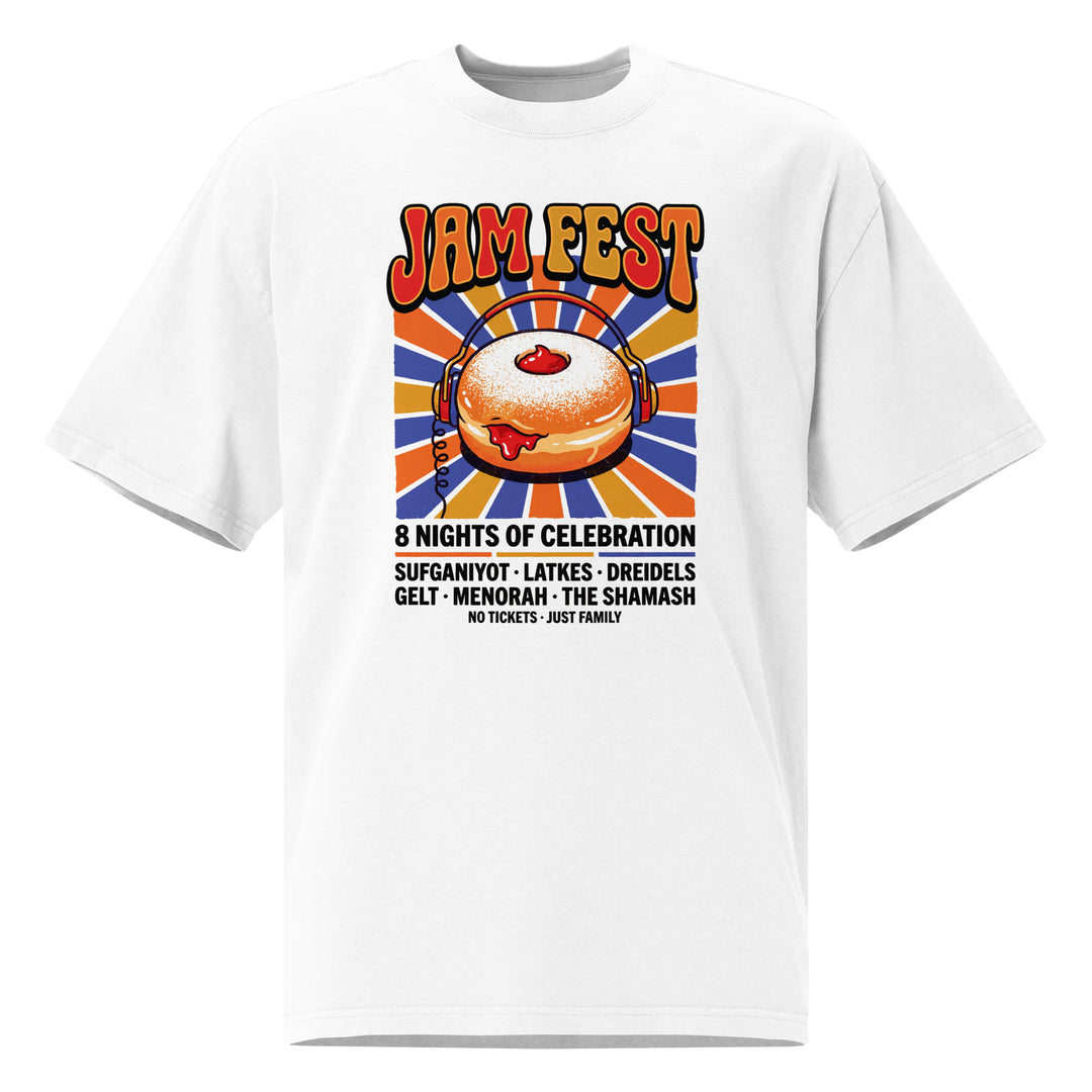 Jam Fest 8 Nights Jewish pride faded t-shirt in Faded White - lifestyle shot