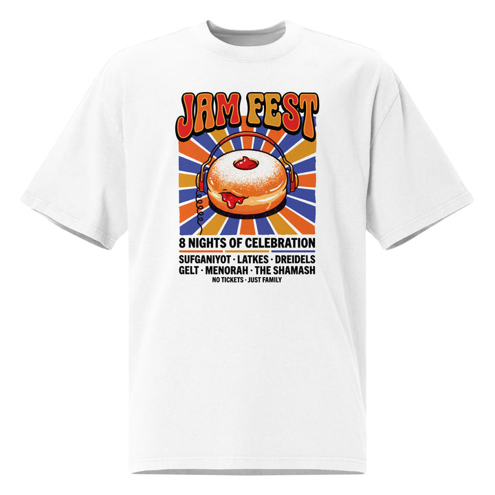 Jam Fest 8 Nights Jewish pride faded t-shirt in Faded White - lifestyle shot