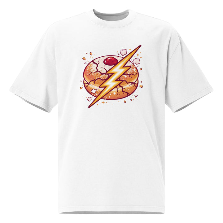 Sufganiyah Lightning Jewish pride faded t-shirt in Faded White - folded view