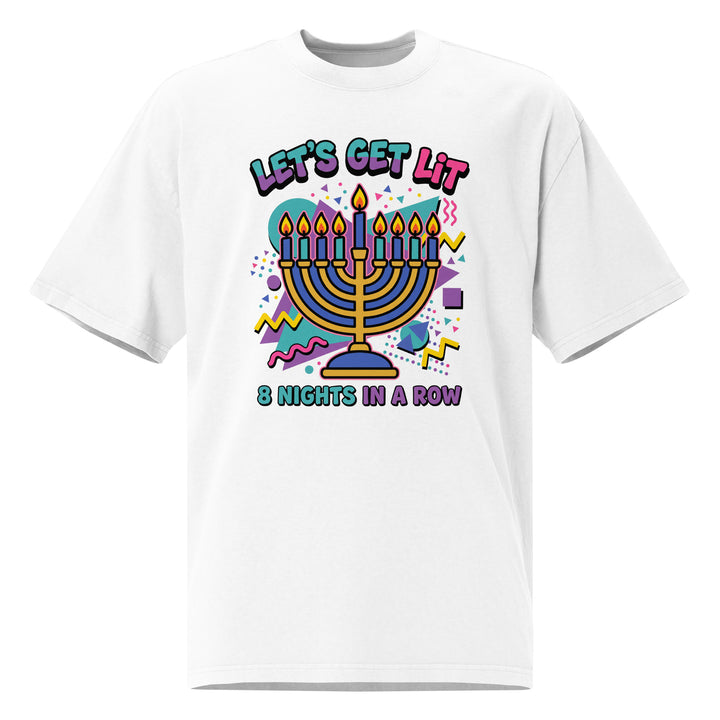 Lets Get Lit 90s Jewish pride faded t-shirt in Faded White - folded view