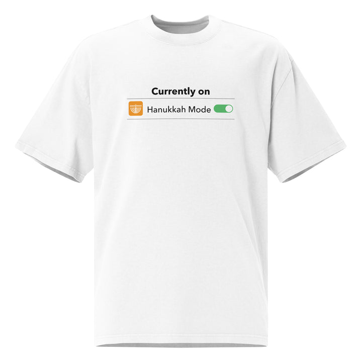 Hanukkah Mode Jewish pride faded t-shirt in Faded White - lifestyle shot
