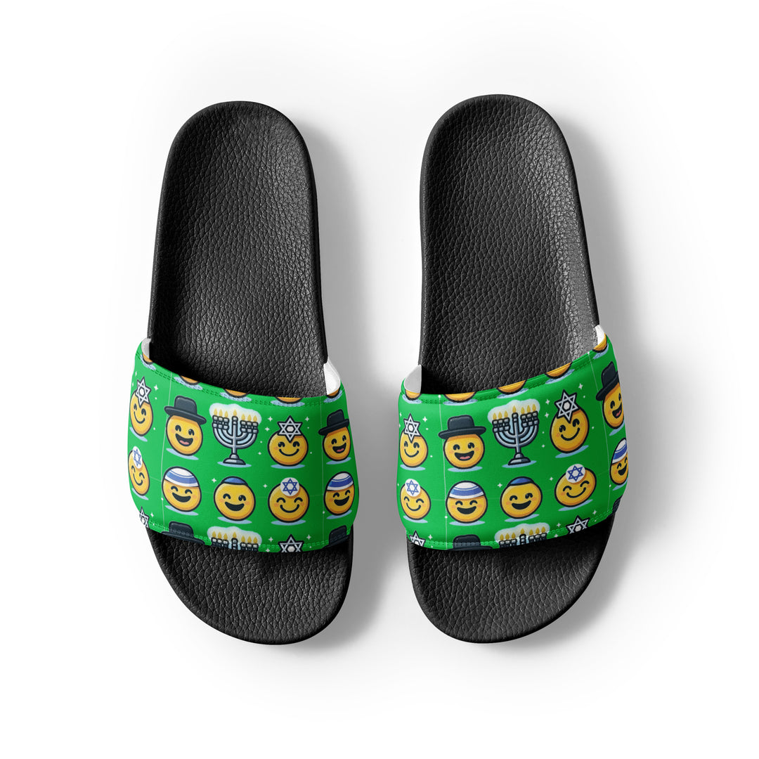 Men’s slides | Jewish Emoji Green