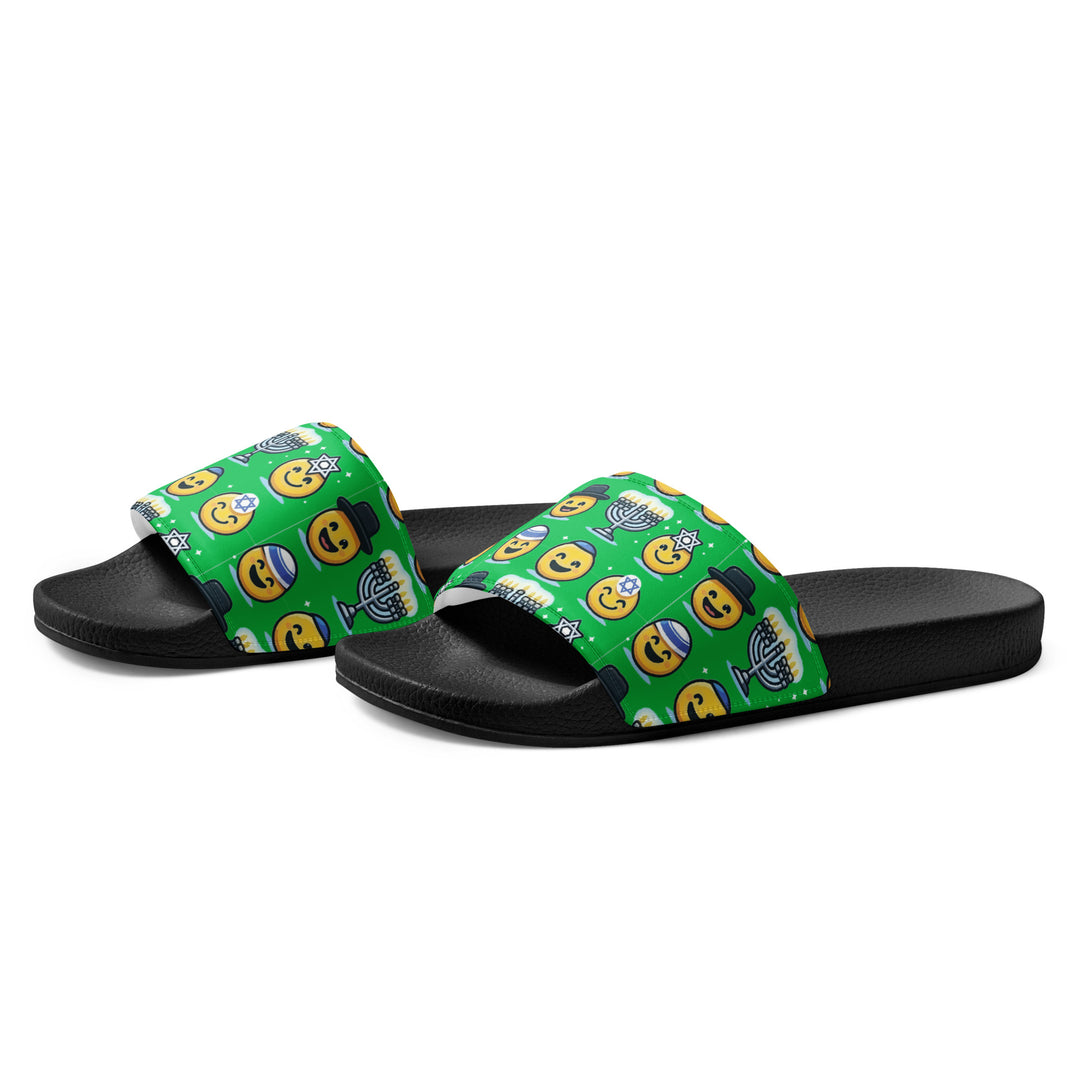 Men’s slides | Jewish Emoji Green
