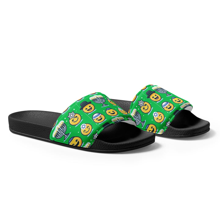 Men’s slides | Jewish Emoji Green