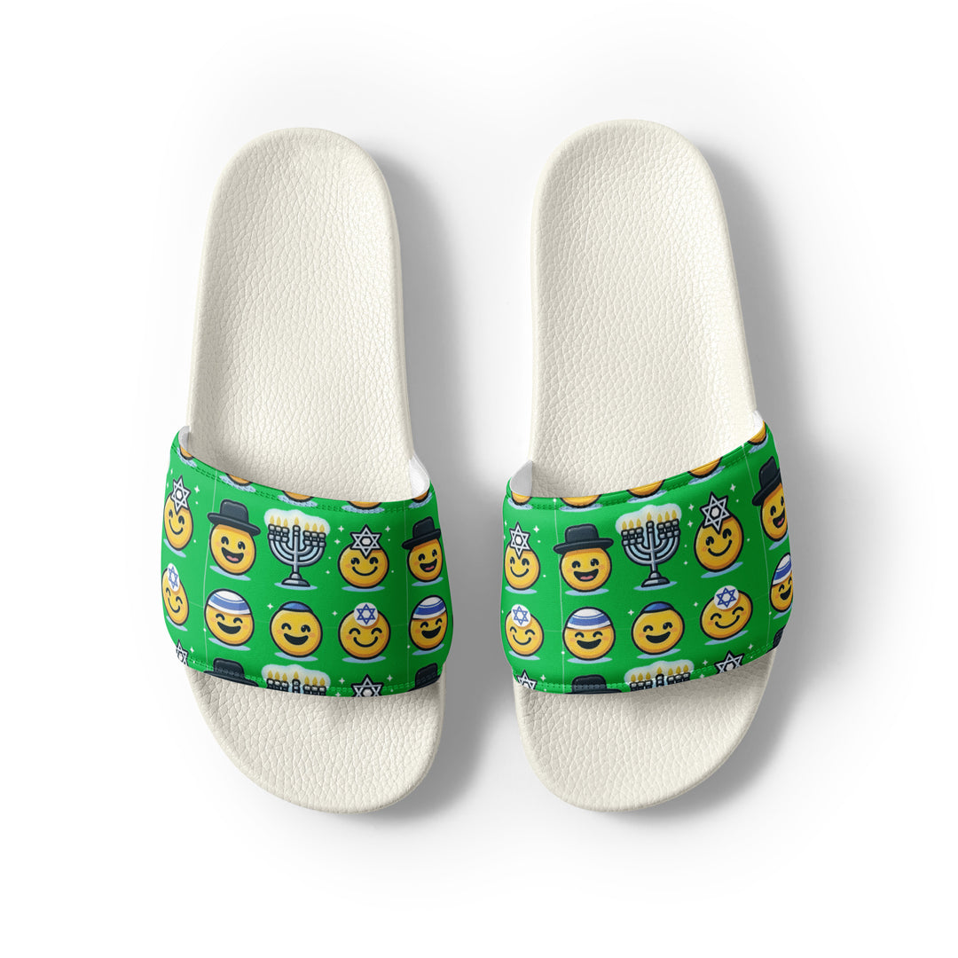 Men’s slides | Jewish Emoji Green