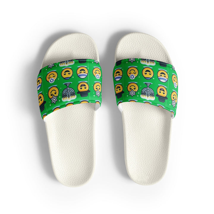Men’s slides | Jewish Emoji Green