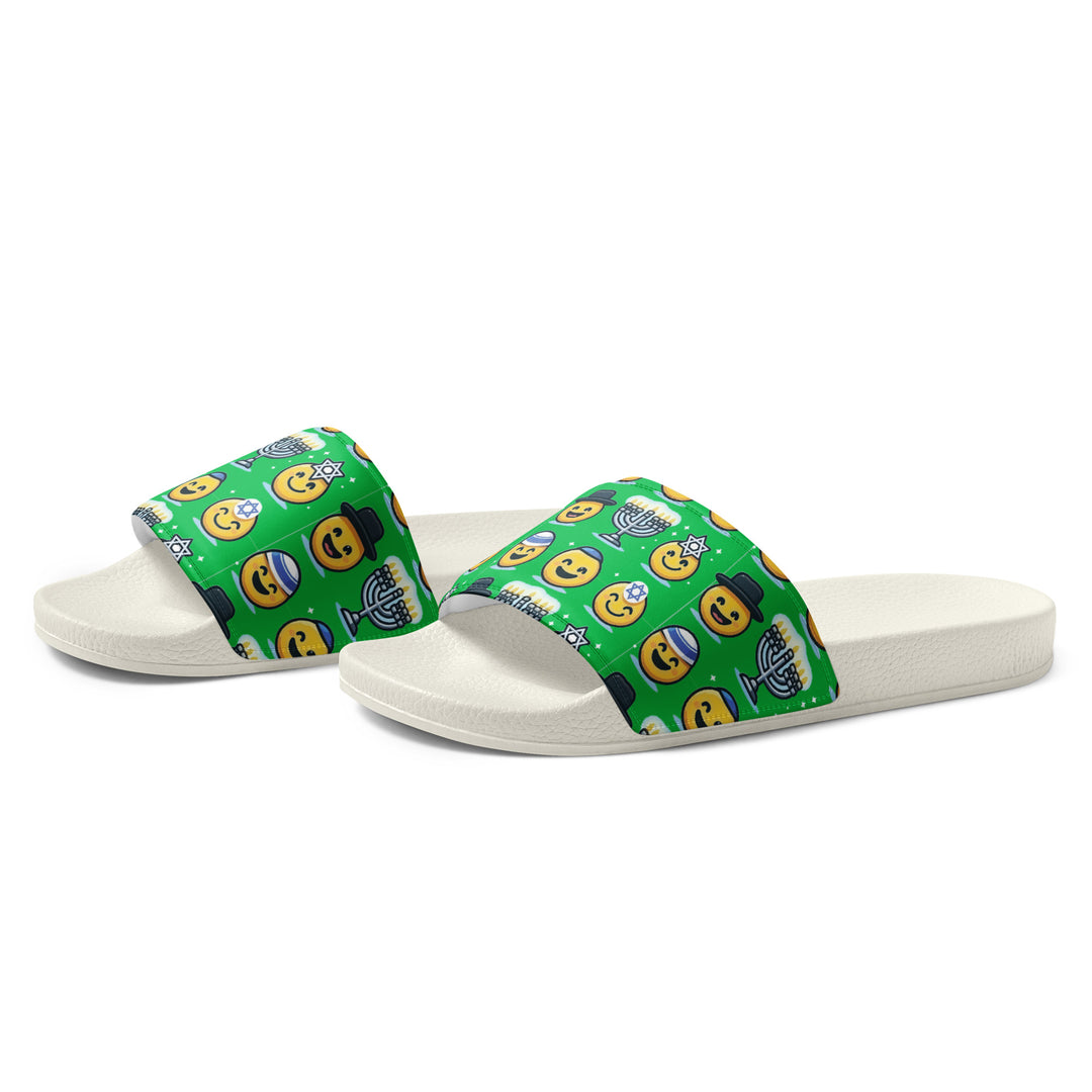 Men’s slides | Jewish Emoji Green