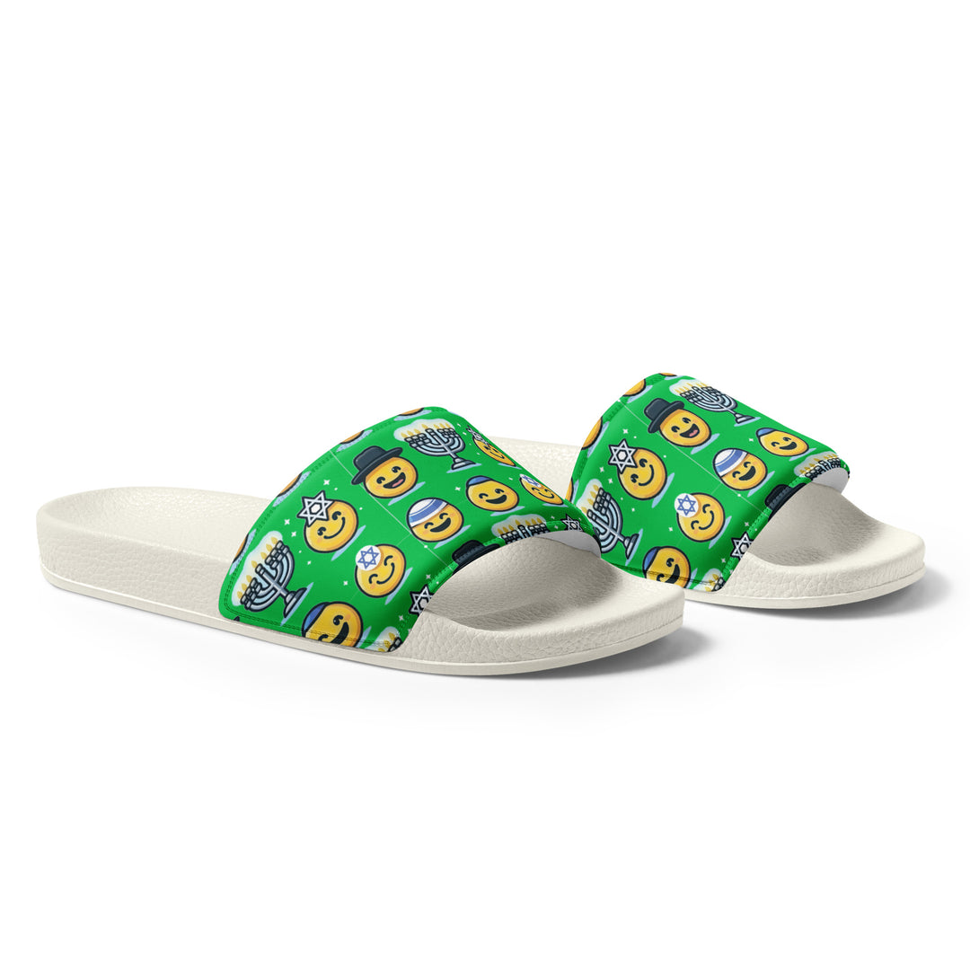 Men’s slides | Jewish Emoji Green