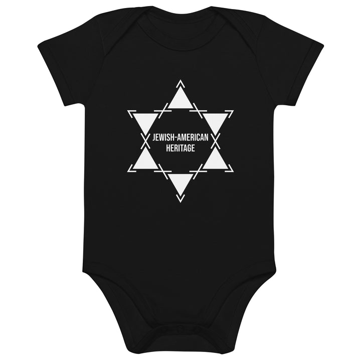 Jewish American Heritage Jewish pride kids baby bodysuit in Black - front view