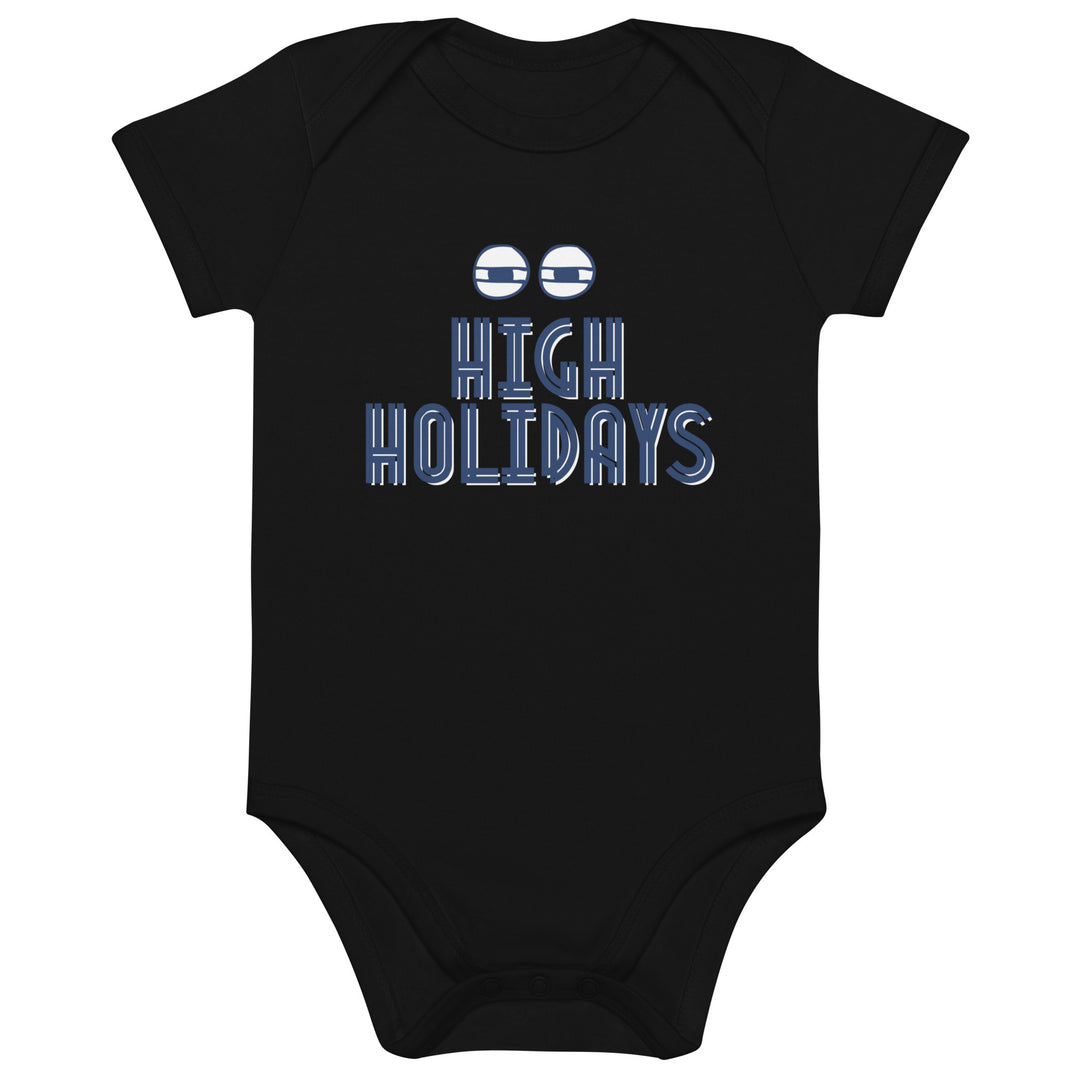 High Holidays Jewish pride kids baby bodysuit in Black - front view