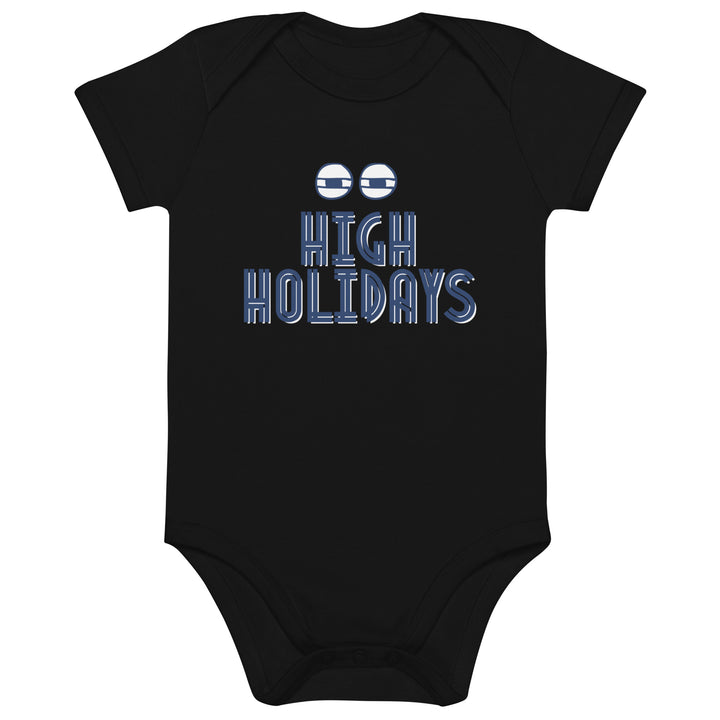 High Holidays Jewish pride kids baby bodysuit in Black - front view