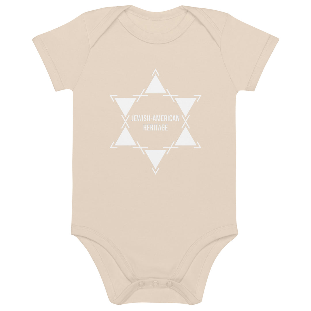 Jewish American Heritage Jewish pride kids baby bodysuit in Organic Natural - back view