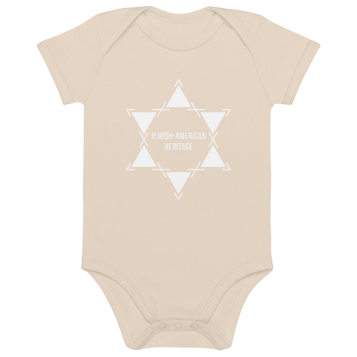 Jewish American Heritage Jewish pride kids baby bodysuit in Organic Natural - back view