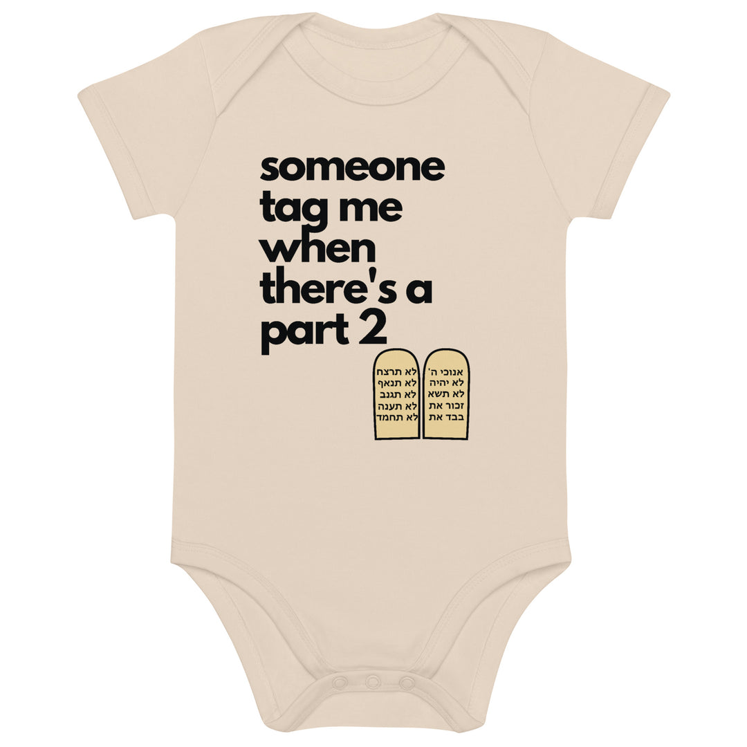Someone Tag Me Jewish pride kids baby bodysuit in Organic Natural - back view