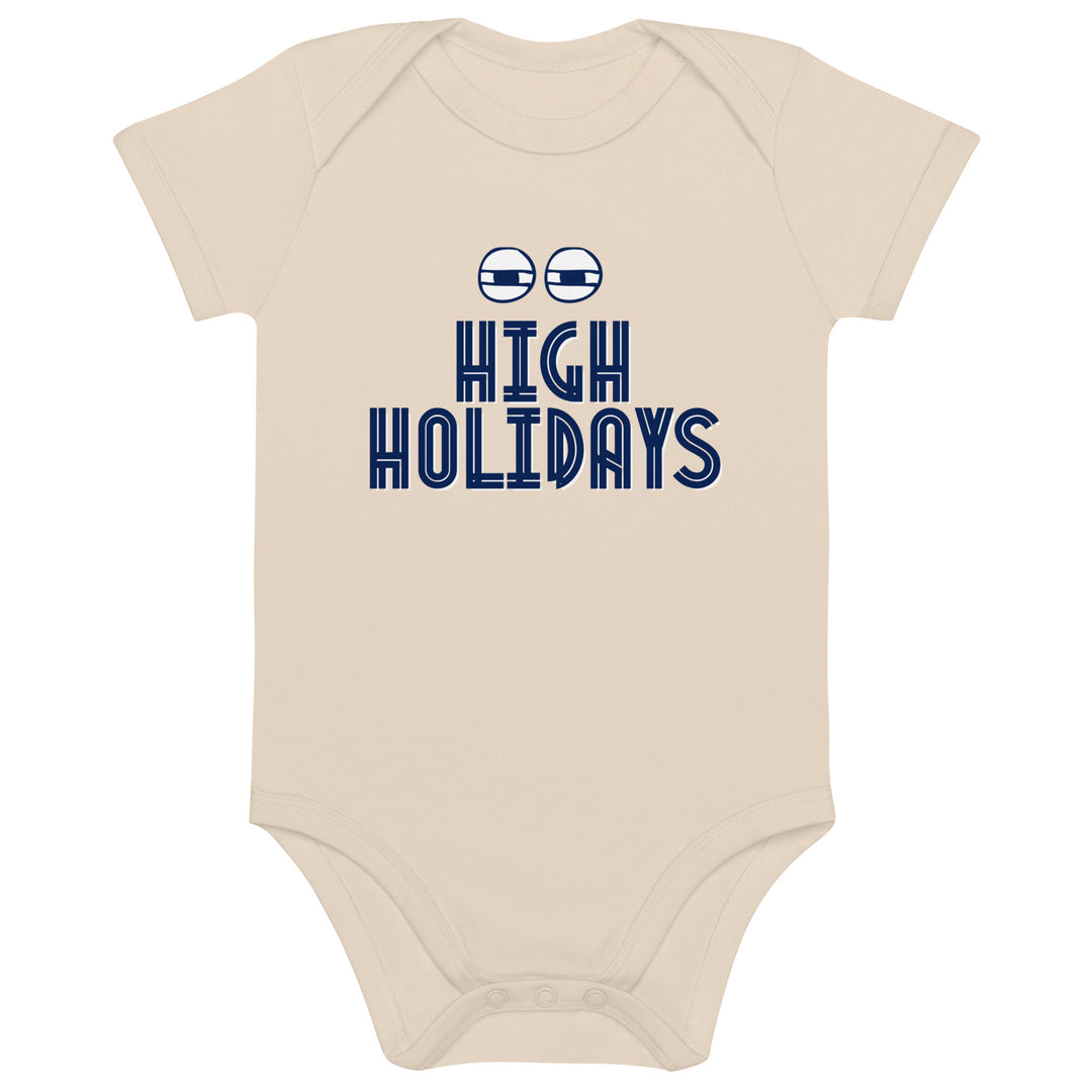 High Holidays Jewish pride kids baby bodysuit in Organic Natural - back view