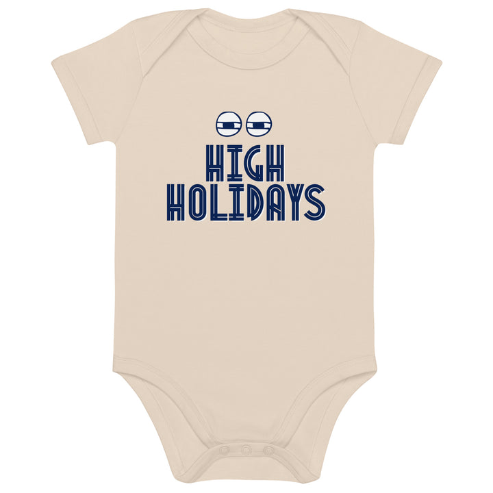 High Holidays Jewish pride kids baby bodysuit in Organic Natural - back view