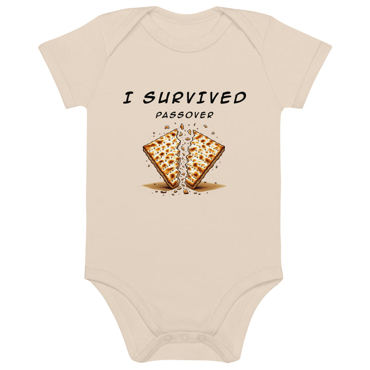 Passover Jewish pride kids baby bodysuit in Organic Natural - back view