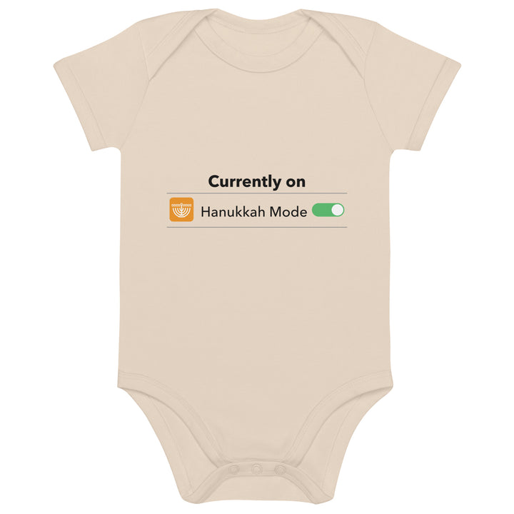 Hanukkah Mode Jewish pride kids baby bodysuit in Organic Natural - front view