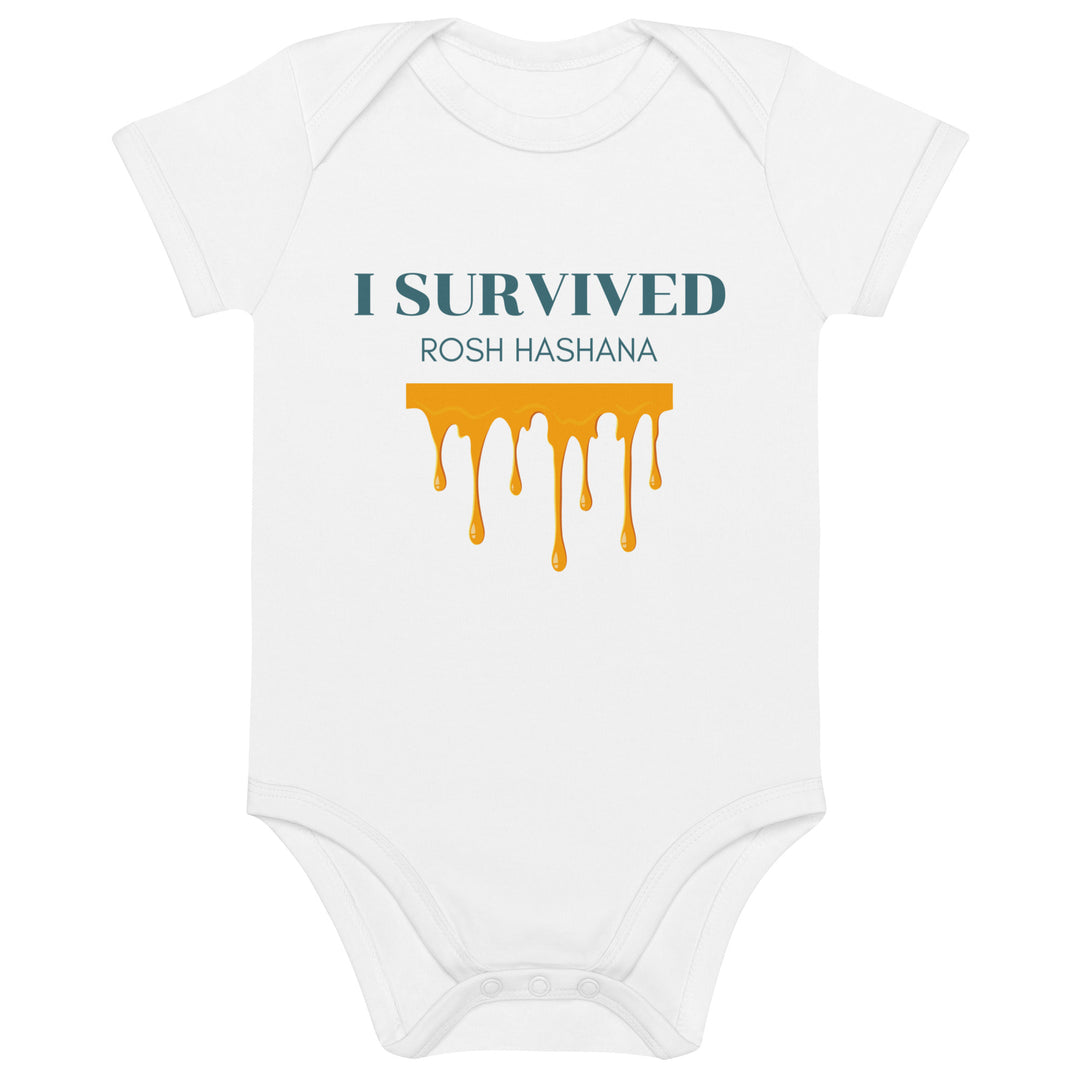 I Survived Rosh HaShana Jewish pride kids baby bodysuit in White - front view