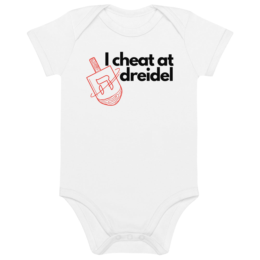 I Cheat At Dreidel Jewish pride kids baby bodysuit in White - front view