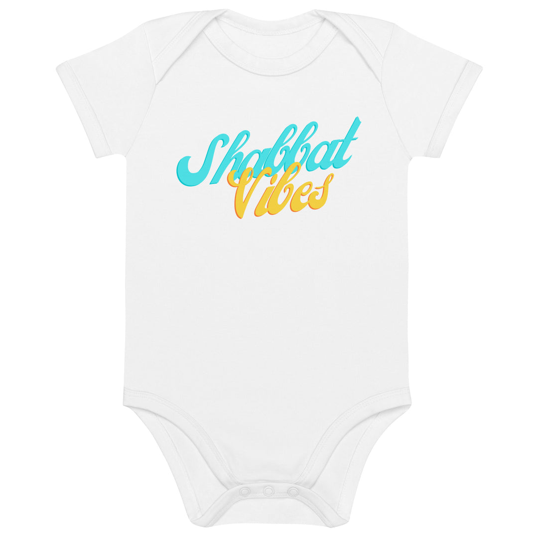 Shabbat Vibes Jewish pride kids baby bodysuit in White - detail view