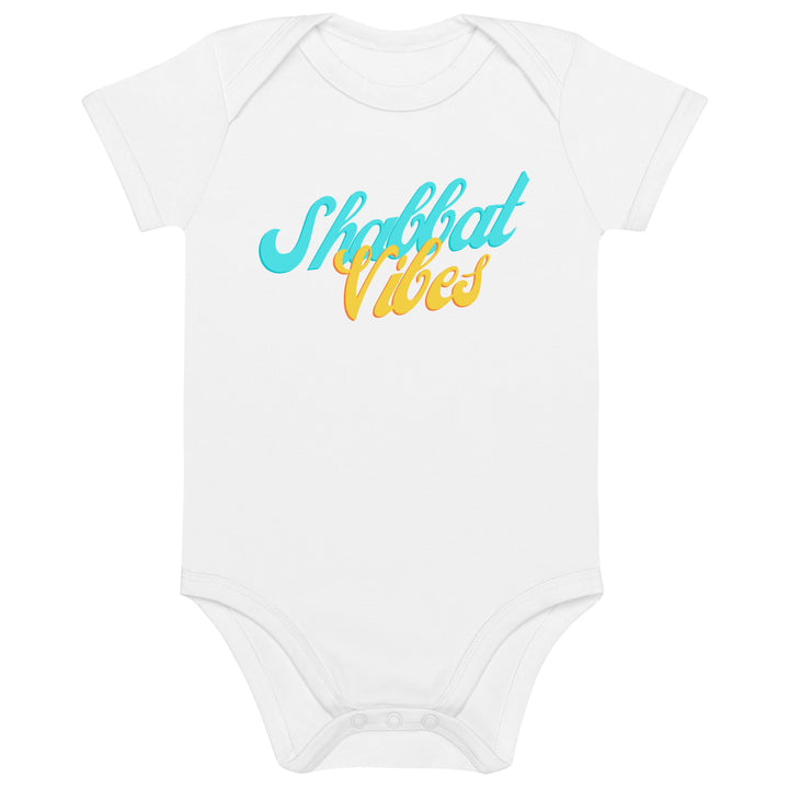 Shabbat Vibes Jewish pride kids baby bodysuit in White - detail view