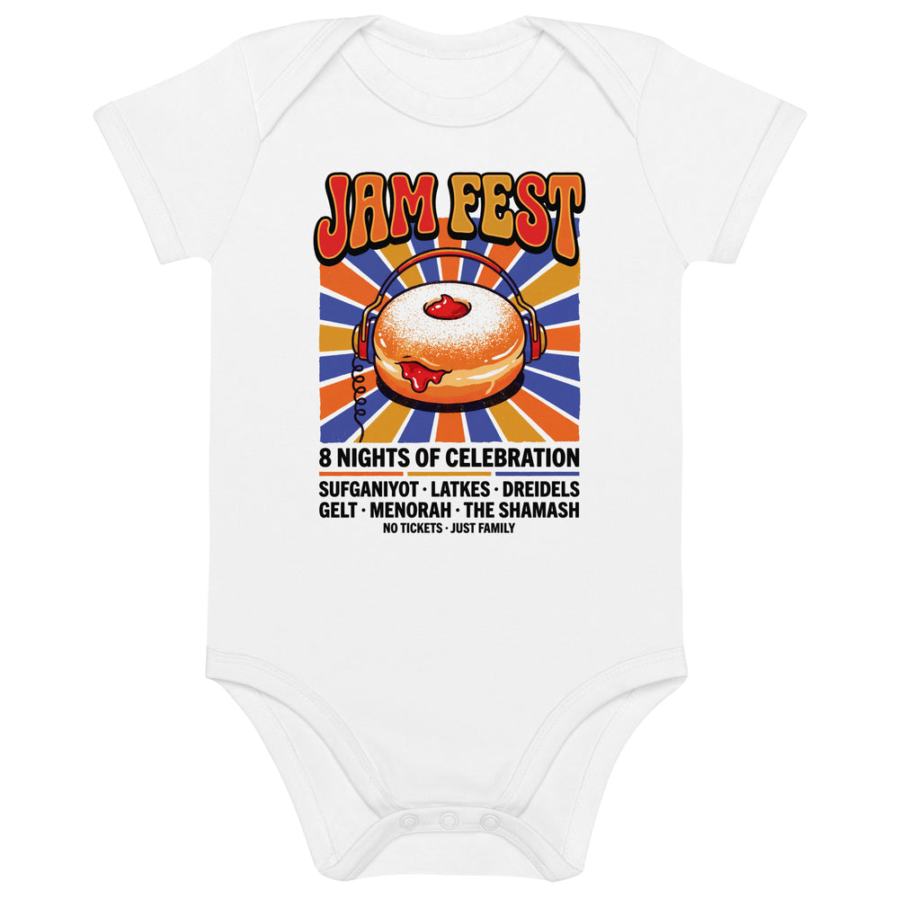 Jam Fest 8 Nights Jewish pride kids baby bodysuit in White - back view