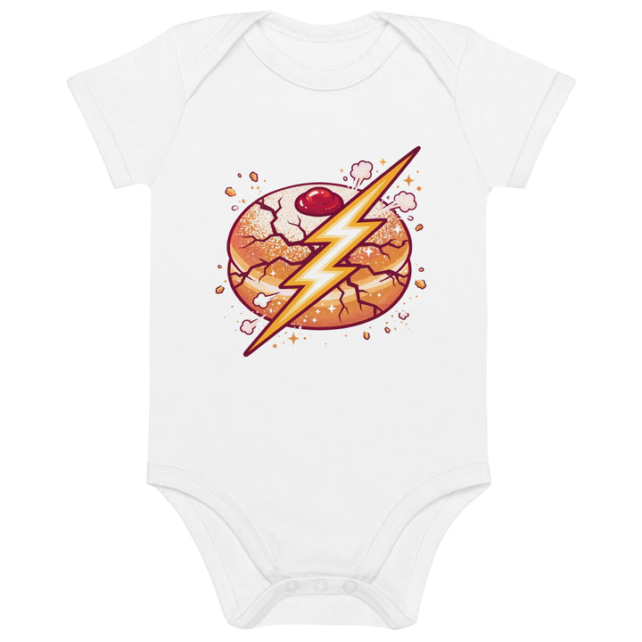 Sufganiyah Lightning Jewish pride kids baby bodysuit in White - detail view
