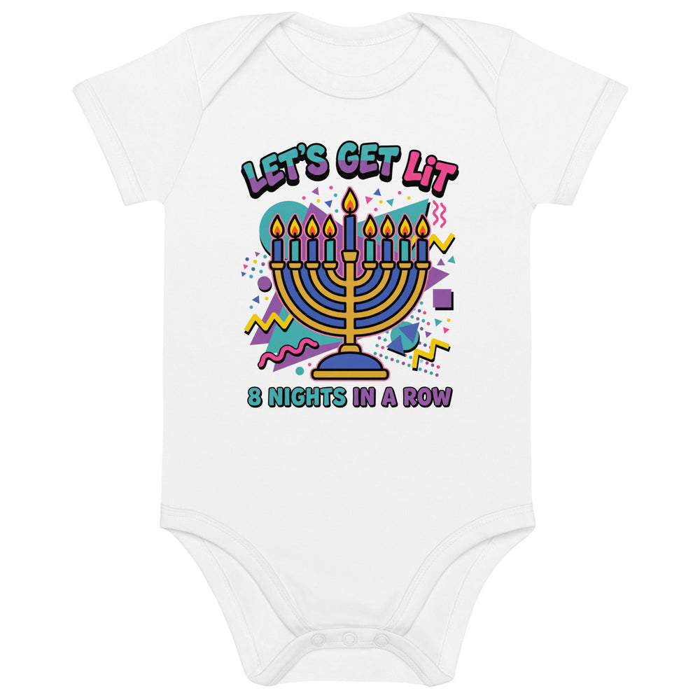 Lets Get Lit 90s Jewish pride kids baby bodysuit in White - back view