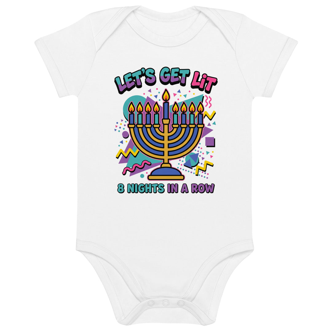 Lets Get Lit 90s Jewish pride kids baby bodysuit in White - back view