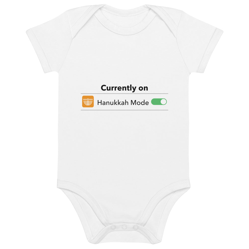 Hanukkah Mode Jewish pride kids baby bodysuit in White - back view