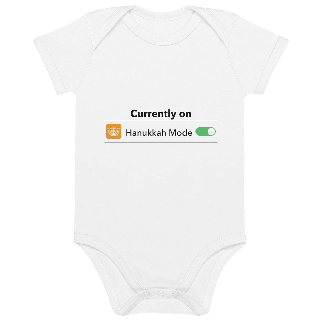 Hanukkah Mode Jewish pride kids baby bodysuit in White - back view