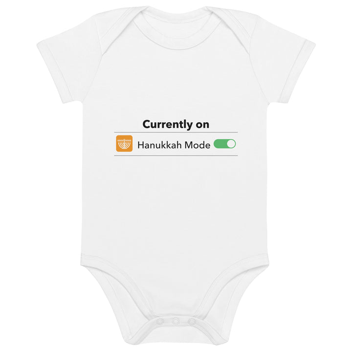 Hanukkah Mode Jewish pride kids baby bodysuit in White - back view