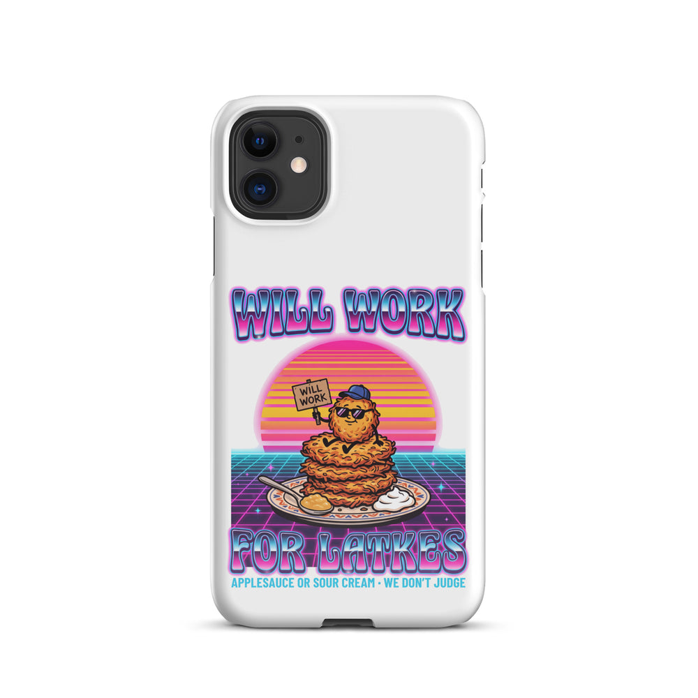 Will Work for Latkes 80s Jewish pride snap phone case for iPhone 11, glossy finish - front view