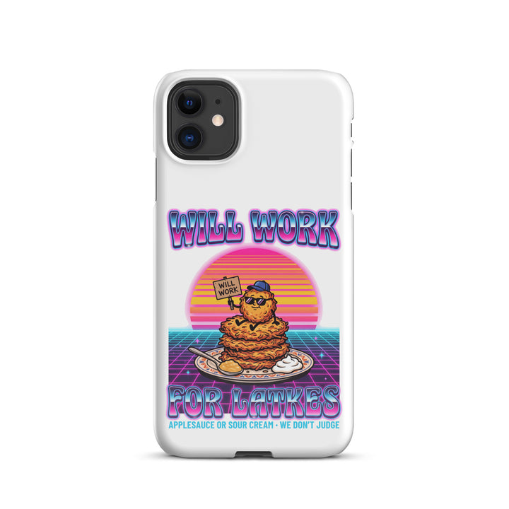 Will Work for Latkes 80s Jewish pride snap phone case for iPhone 11, glossy finish - front view