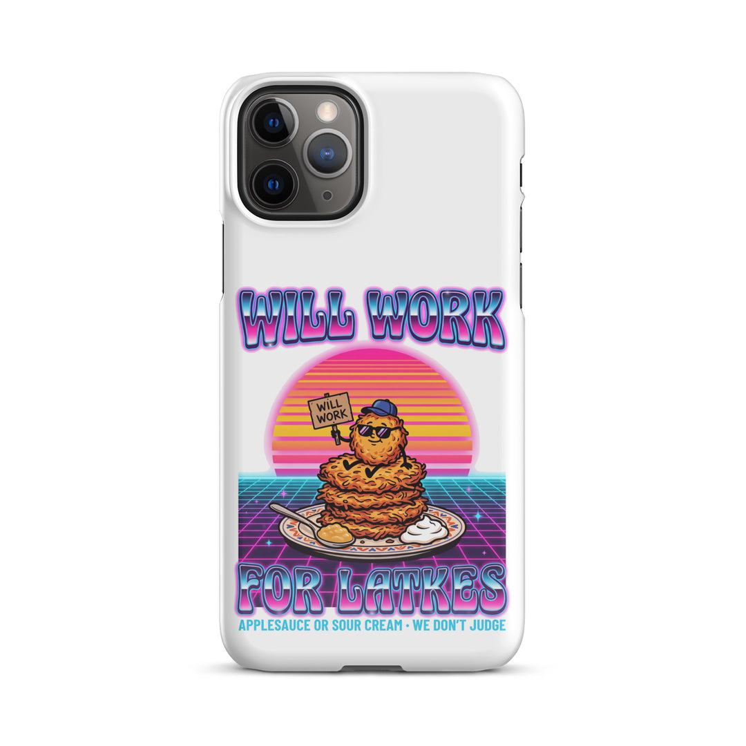 Will Work for Latkes 80s Jewish pride snap phone case for iPhone 11 Pro, glossy finish - front view